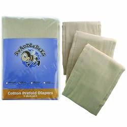 Swaddlebees 6 Piece Prefold Diapers, Unbleached, Small