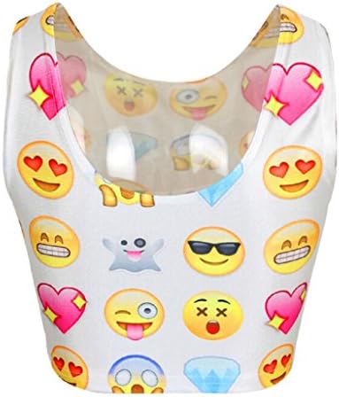 Harajuku Kuso Emoji Vest Half Length Midriff-baring Sports Top (3#)