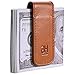 Slim Magnetic Money Clip Leather Minimalist Business Card Holder for Men, Brown