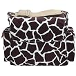 Oioi Giraffe Print Messenger Diaper Bag in Cocoa on White, Burnt Sienna, and Faux leather trim