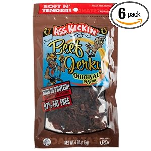 Ass Kickin' Beef Jerky Original, 4-Ounce Bags (Pack of 6) by 