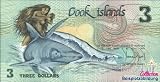 Banknoten f�r Sammler Cook-Inseln 1987 3 Dollars Haifisch Pick 3a bankfrisch
