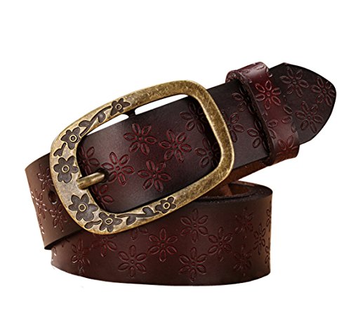 Herebuy - Vintage Leather Cowgirl Belt for Jeans Carved Desiger Belts