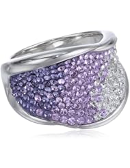 Carnevale Sterling Silver Wave Shape Swarovski Elements Ring