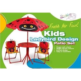 Scribble Children's Ladybird Patio Set - 2 chairs, table & parasol