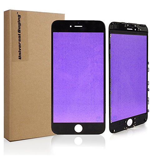 Grade A++ iPhone 6 Plus Black Front Outer Glass Lens with Pre-Installed Bezel Frame, Universal Buying(TM) Replacement Touch Screen Panel Front Glass Repair Protective Cover for iPhone 6 Plus