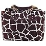 Oioi Giraffe Print Tote Diaper Bag in Cocoa on White, Burnt Sienna, and Faux leather trim