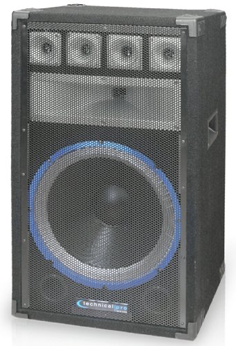 Technical Pro VRTX15, 15 Inch Six way Carpeted Cabinet Speaker with Steel Grill, Black