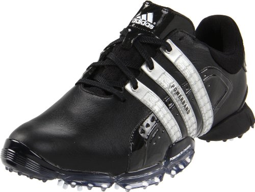 adidas Men's Powerband 4.0 Golf Shoe,Black/Black/Metallic Silver,11 W US