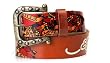 Ed Hardy Womens Brown Leather Belt with Love Kills Graphic.