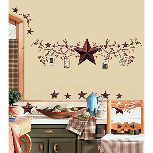 STARS and BERRIES WALL DECALS Country Kitchen Stickers Rustic Primitive Décor:New by WW shop
