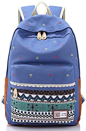 Yatupei Canvas Cute Cool School Book Bags Girls Backpacks for College Blue