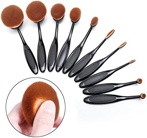 Oval Makeup Brush Set by Elirona - 10 Pcs Professional Super Soft Toothbrush Makeup Tool Set