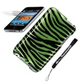 Crystal Zebra Case For Apple iPod touch 16 GB (2nd Generation) OLD MODEL + Includes iTouch Screen Protector Guard + includes a 4-inch eBigvalue Determination Hand Strap (Green Zebra)