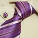 S4040 Designer Hand Made Purple White Stripes Necktie Cufflinks Set with Gift Box Ties for Him Jacquard Woven Pure Silk Mens Tie and Cuff Links Gift Tie Set