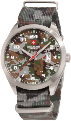 Swiss Military Calibre Men's 06-4T1-04-016T6 Trooper Military Green Canvas 24-Hour Date Watch