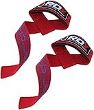 Authentic RDX Padded Weight Lifting Training Gym Straps Grip Bar Wrist Support Gloves Hand Red