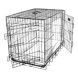 48L x 30W x 33H GoGo Black Epoxy Double Door Folding Wire Crate w Divider
