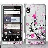 Blossoming Pink Flower Protective Hard Rubberized Case Cover Design for Mot ....