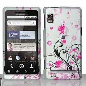 Blossoming Pink Flower Protective Hard Rubberized Case Cover Design for Motorola Droid 2 Global