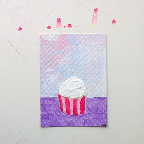 Cloud Cupcake, Original Mini Painting on Paper ACEO