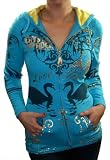CRYSTAL ROCK Christian Audigier Love Faith Womens Tunic Hoodie Sweatshirt Shirt