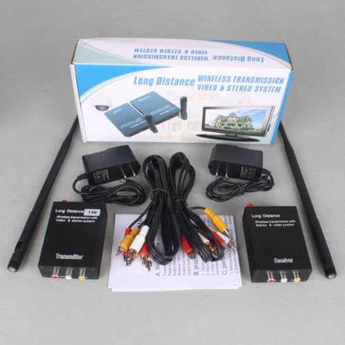 2.4GHz 4 Channel Wireless 1W Long Distance Audio Video AV Sender Transmitter with Antenna and Power Adapter