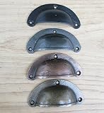 IRONMONGERY WORLDﾂｮ CAST IRON SHELL CUP PULL KITCHEN CABINET CUPBOARD DRAWER DOOR SHELL HANDLE SLIM 