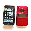 Apple iPhone 3G & 3GS Silver & Red Rubberized Protector Case with Built-in Kickstand and Porthole Window