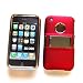 Apple iPhone 3G & 3GS Silver & Red Rubberized Protector Case with Built-in Kickstand and Porthole Window