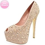 Vigo Fiore Aisha-7 Nude Gold Jeweled Stud Embellished Platform Pump (10)