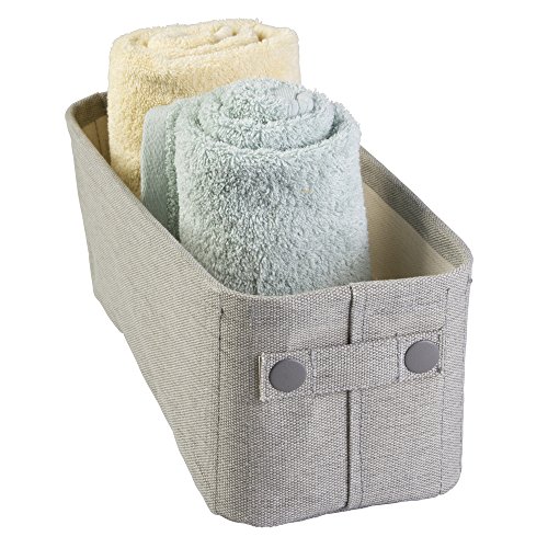 mDesign Cotton Fabric Bathroom Storage Bins Light Gray