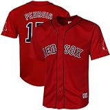 MLB Majestic Dustin Pedroia Boston Red Sox #15 Youth Closehole Player Mesh Jersey - Red (8)