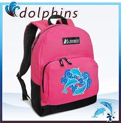 DOLPHIN Pink Backpack Dolphins for Travel, Daypack CUTE School Bags Best Unique Cute Gifts for Girls, Students Ladies -