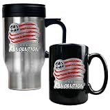 New England Revolution Stainless Steel Travel Mug and Black Ceramic Mug Set  (Primary Team Logo)