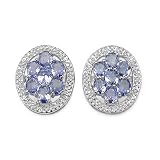 3.05 Carat Genuine Tanzanite Silver Earrings