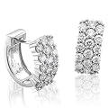 14k White Gold Hoop Huggies Diamond Earrings (GH, SI3-I1, 1.62 carat)