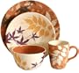 Tag Foliage Ironstone Ceramic 16-Piece Dinnerware Set Service for 4, Nutmeg