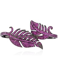 Ruby Leaf Palm Bracelet .925 Sterling Silver Designer Jewelry