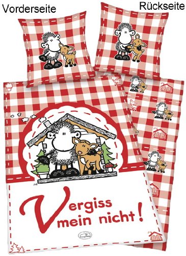 Herding 447384050 Bettw&auml;sche sheepworld Vergi&szlig; mein nicht. 80 x 80 cm + 135 x 200 cm . Linon