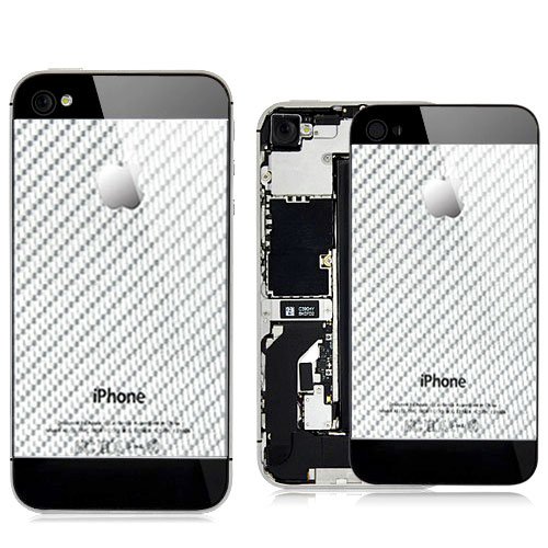 iPhone 4S / iPhone 4 CDMA (ONLY) Custom Back Cover Housing Replacement - Battery Door (NOT FOR GSM iPhone 4) (Next Generation Carbon Fiber - Silver on Black Frame)