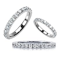 2mm Women's Titanium Eternity Wedding Band with Lab-grade Diamonds in Size 5 - Paradise