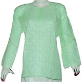 Gifts for Mothers Day - Cotton Sleeveless Top Blouse Chikan Embroidery Size L
