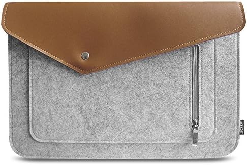 ACECOAT Lightweight Protective Felt &amp; Leather 12.9 Inch iPad Pro / 13-13.3 Inch MacBook Air / MacBook Pro Retina / Tablet / Ultrabook Laptop Sleeve Case Pouch Bag With Pocket ( A Style,Grey)