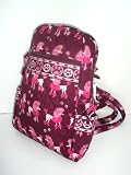 Quilted Zippered Backpack Style Dog Breed Themed Handbag - Purple & Pink Poodle