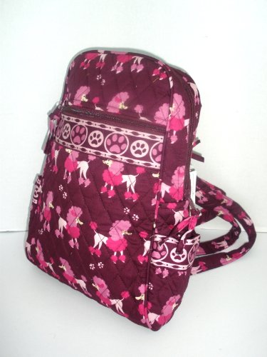Quilted Zippered Backpack Style Dog Breed Themed Handbag - Purple & Pink Poodle