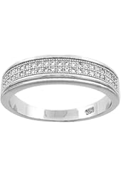 Sterling Silver Micro Pave Cubic Zirconia Men's Wedding Band, 3/16 inch wide, sizes 8 to 14