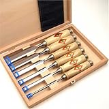 Set of 6 Bevel Edge Chisels in Wooden Box