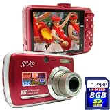 SVP Xthinn-737 Red 7MP 3x Optical zoom 3-inch LCD Digital Camera + FREE 8GB High Speed SD Memory Card