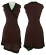 LA BELLE Polka Dot Stretch Surplice Dress, Medium, Black/Red